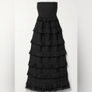 Doen Operetta Strapless Ruffled Tiered Ramie-voile Maxi